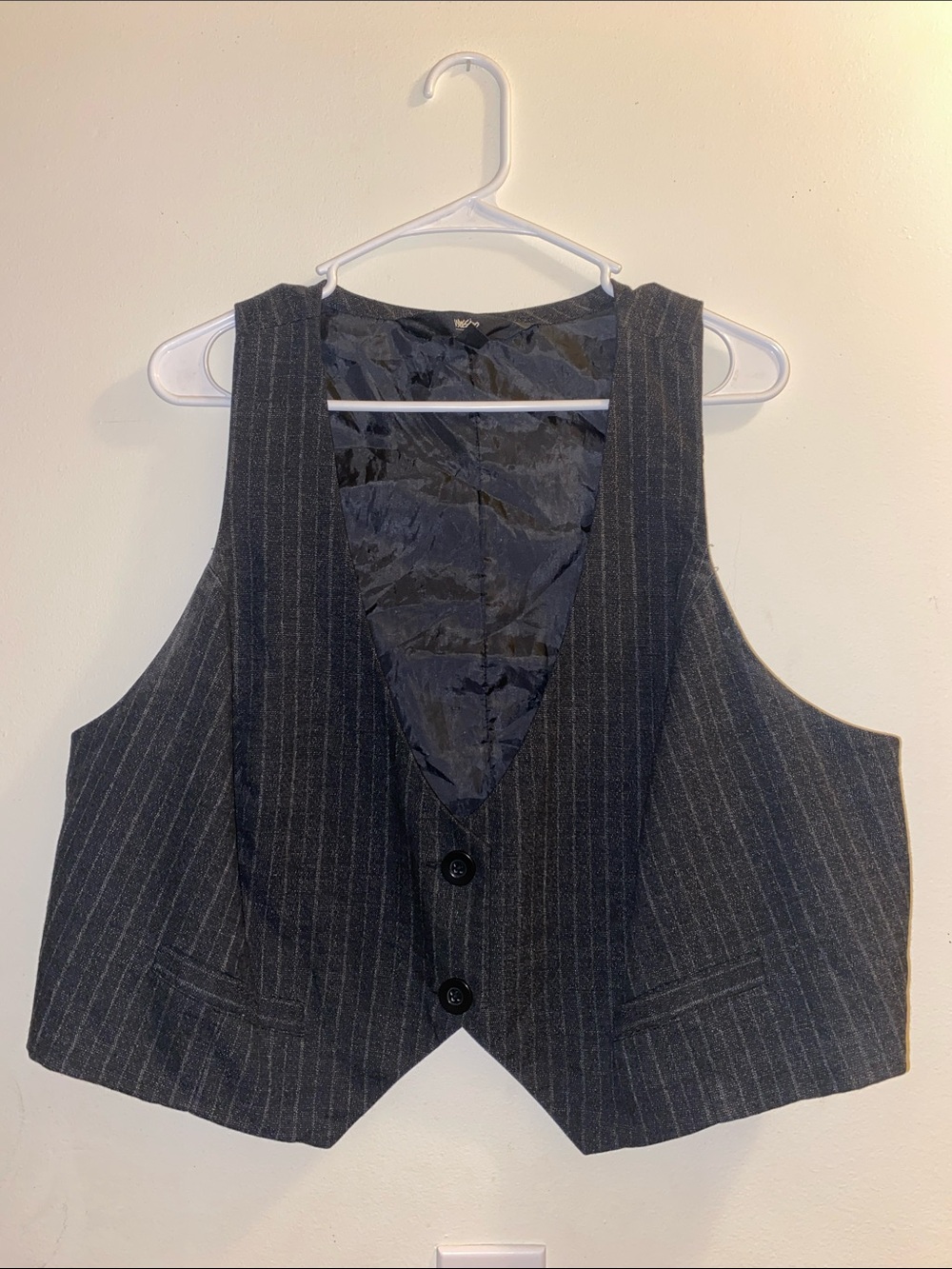 Mossimo Black Pinstripe Suit Vest Waistcoat 24W Plus Size Y2K Dark Academia